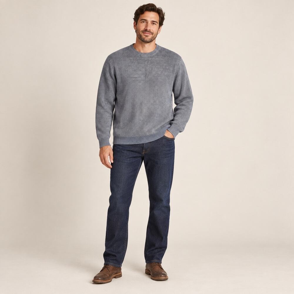 JOE Joseph Abboud Men’s Gray Ribbed Crewneck Pullover Sweater XXL